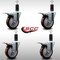 Service Caster 4'' SS Maroon Poly Swivel 1-1/4'' Expanding Stem Caster Set Total Lock Brake, 4PK SCC-SSEXTTL20S414-PPUB-MRN-114-4 - alternate 2